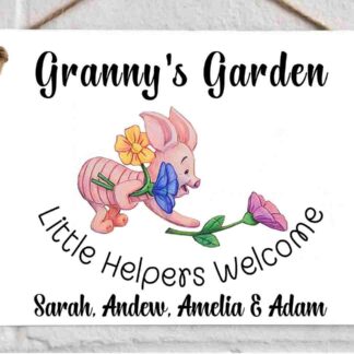 Personalised baby Piglet Garden Sign – Custom Metal Plaque, Woodland Animal Inspired Outdoor Decor"
