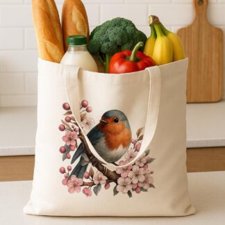 Personalise White Tote Bag – Soft Lightweight Shoulder Bag – Reusable Shopping Tote – Personalised Gift Name ROBIN – Eco Friendly
