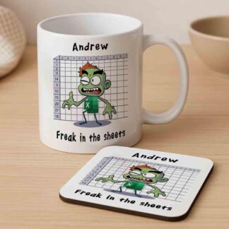 Personalised "Freak in the Sheets" Mug & Coaster – Funny Excel Gift for Office, Boss, Co-worker, Accountant, Geek, Spreadsheet Lover