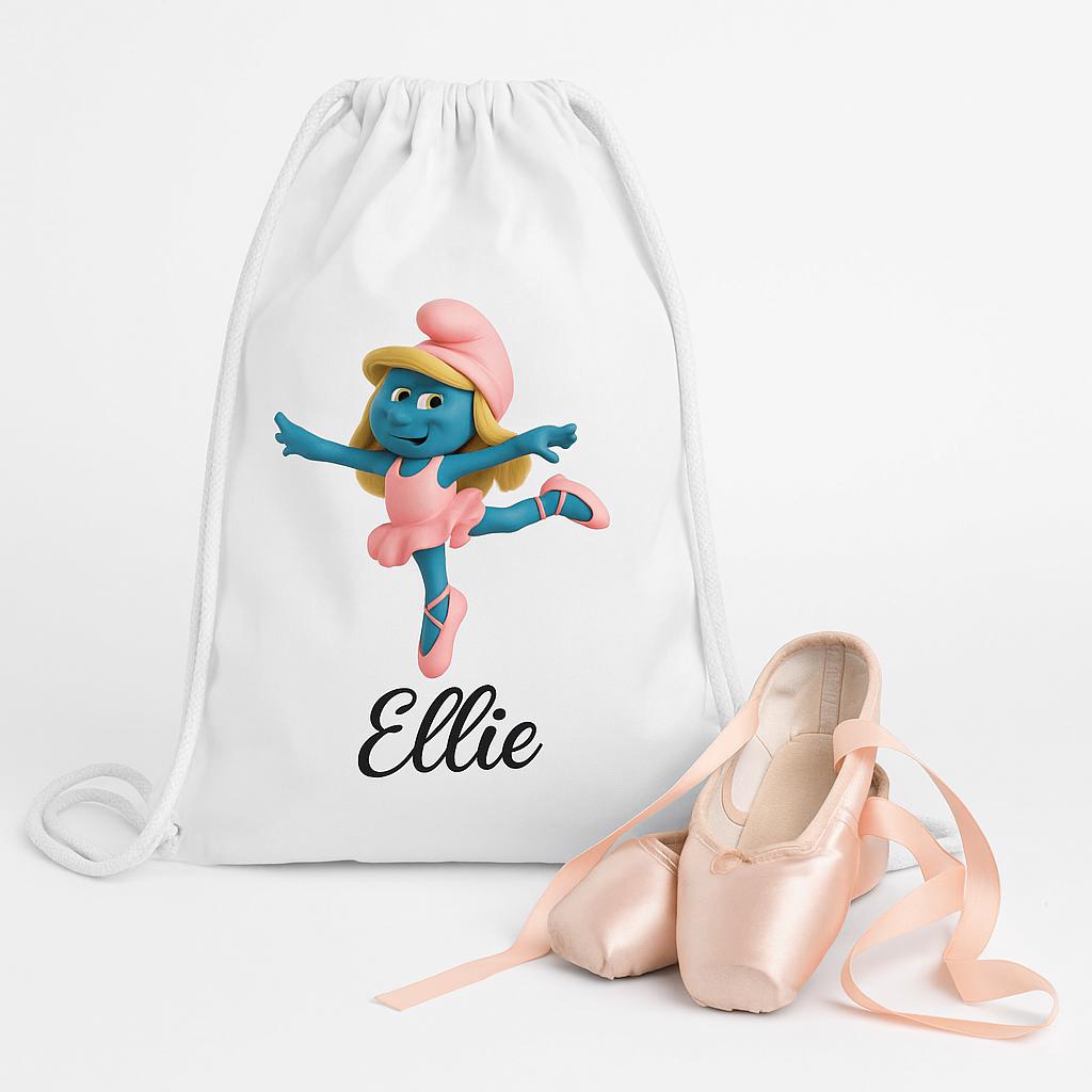 Personalised Blue Ballerina Drawstring Bag – Girls Dance & PE Kit Bag - Image 2