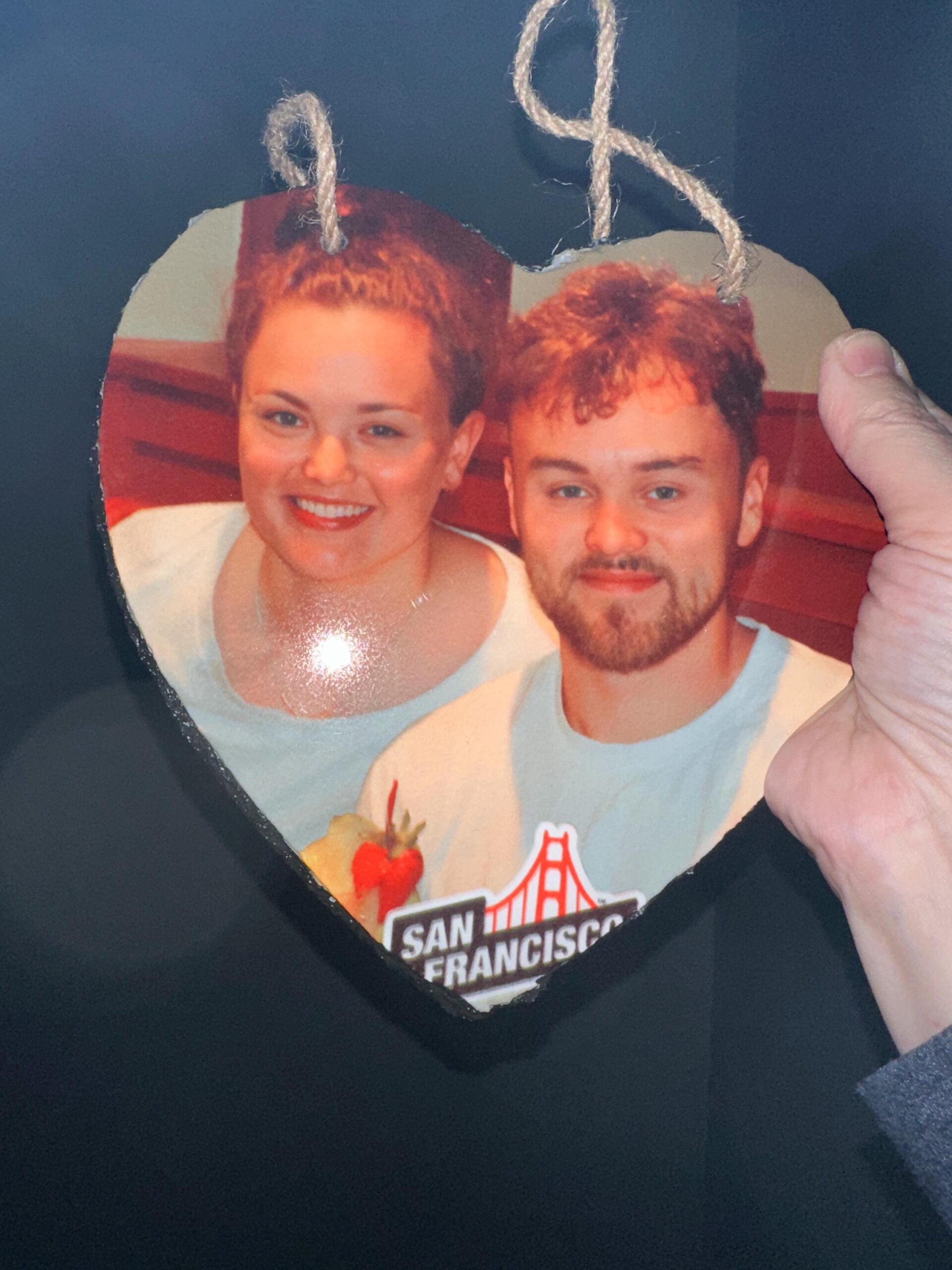 Personalised Photo Slate Heart : Custom Heart Rock Plaque, Desk or Hanging Gift | large - Image 2