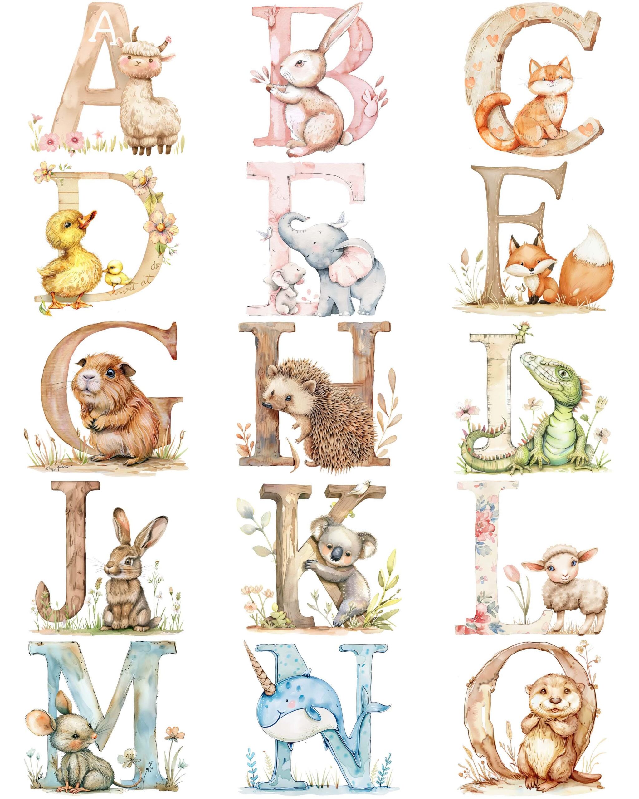 Personalised Girls Nursery Prints – Twin bedroom decor Woodland Animal Wall Art - Image 3
