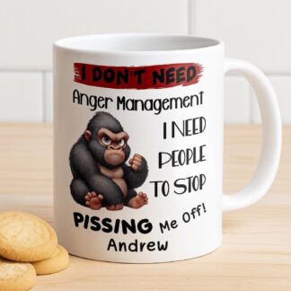 Personalised Anger Management Mug – Funny Custom Coffee Cup, Joke Gift for Friends, Coworkers & Office Banter