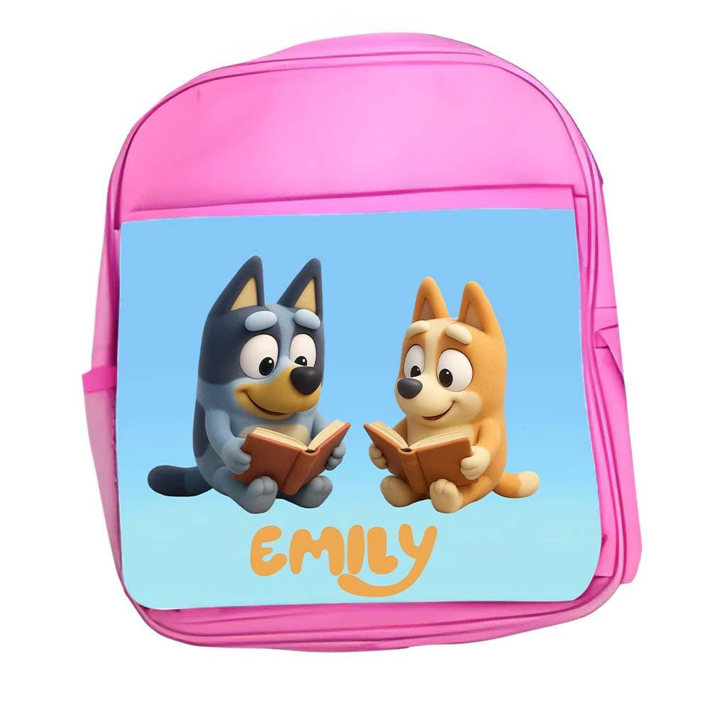 Personalised Blue dog Backpack – Kids School Bag with Name – Rucksack with Bottle Holder – Large Size – Multiple Colours - Image 7