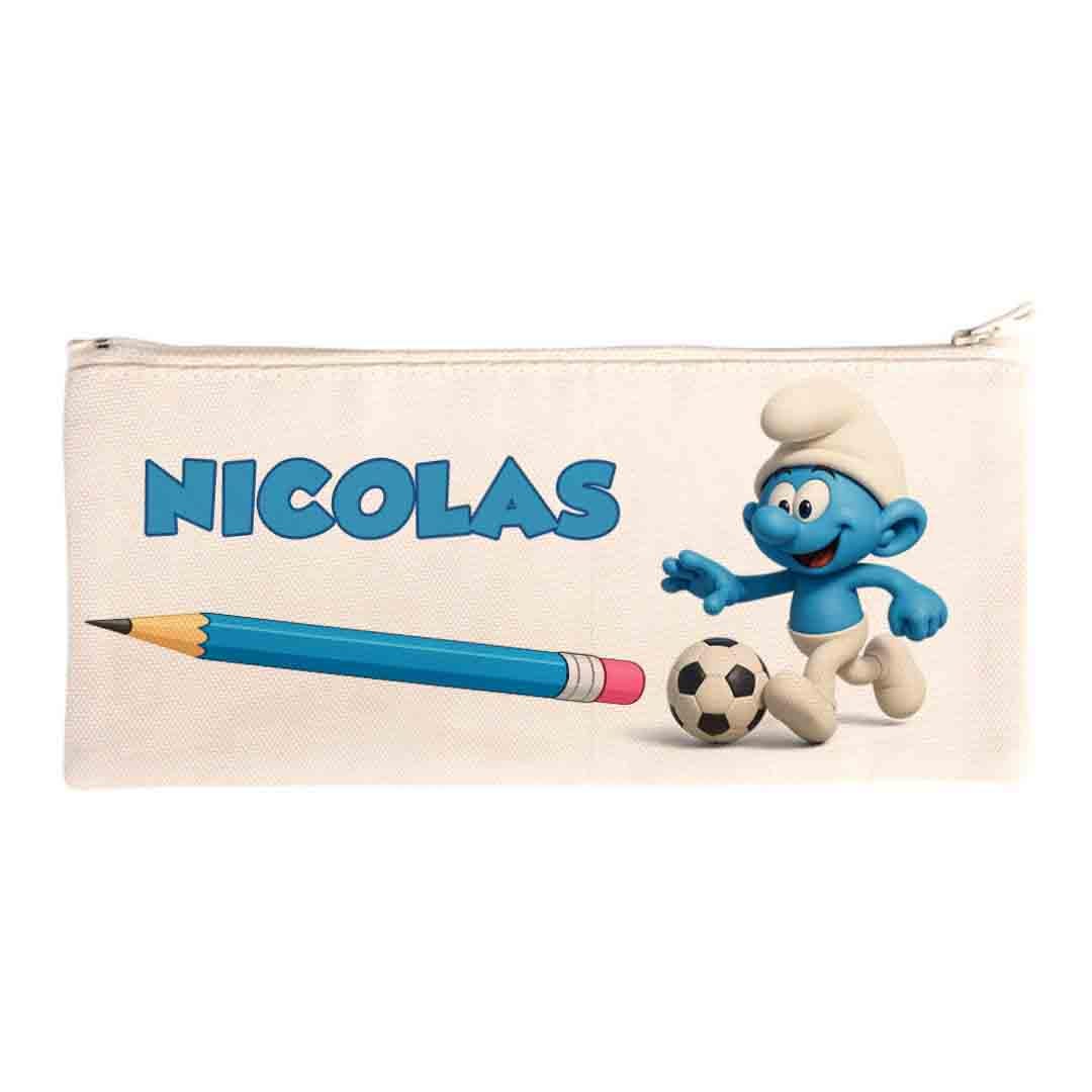 Personalised Blue Creatures Backpack – smurf football Bag Kids School with Name & Bottle Holder - Image 6