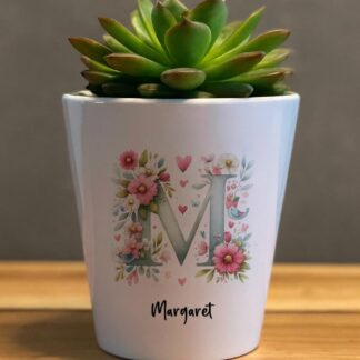 Personalized Ceramic Flower Pot: Bespoke Floral Design, New Home Gift
