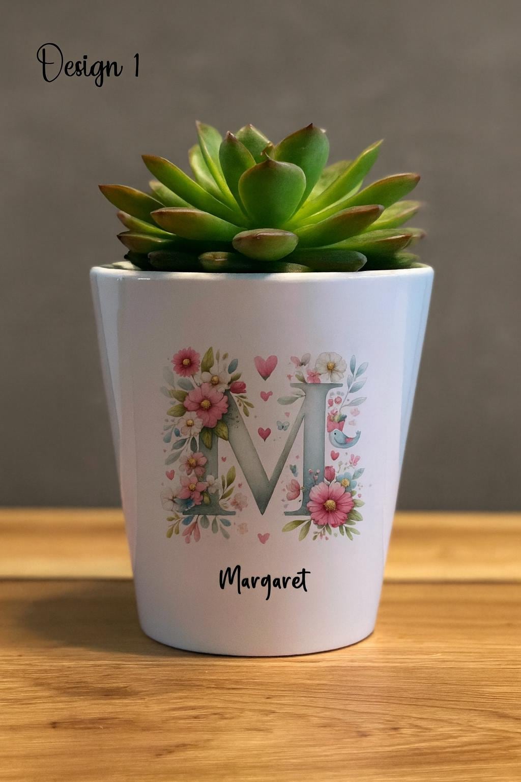 Personalised Ceramic Flower Pot – Bespoke Floral Design New Home Gift