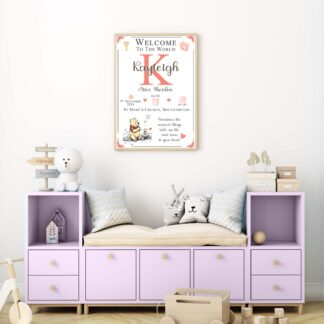 Personalised Bear Birth Print – Custom A4 Wall Art with Birth Stats, New Baby Gift, Nursery & Bedroom Keepsake