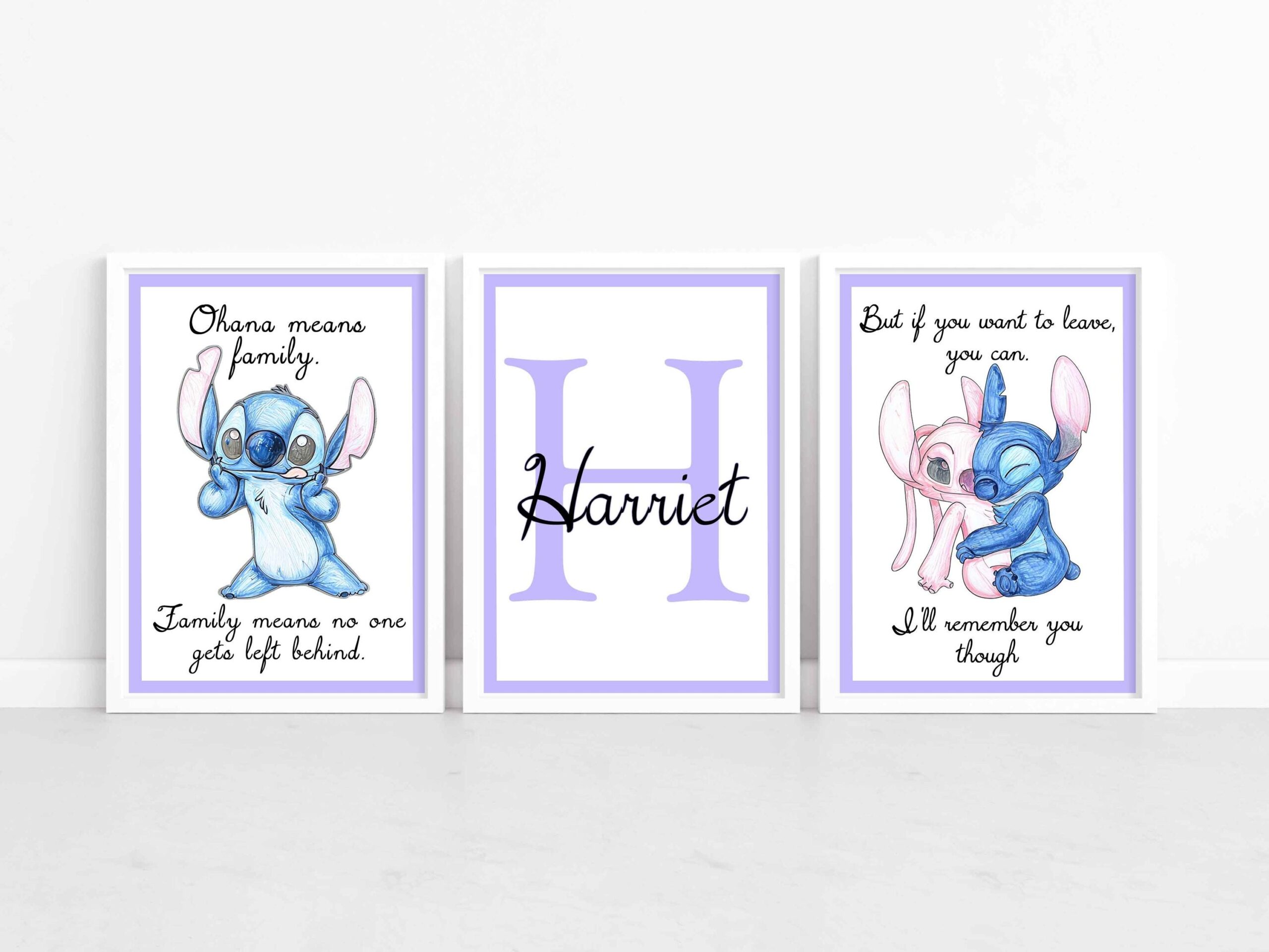 Personalised Ohana Nursery Prints – Custom Name Kids Room Wall Art Set - Image 2