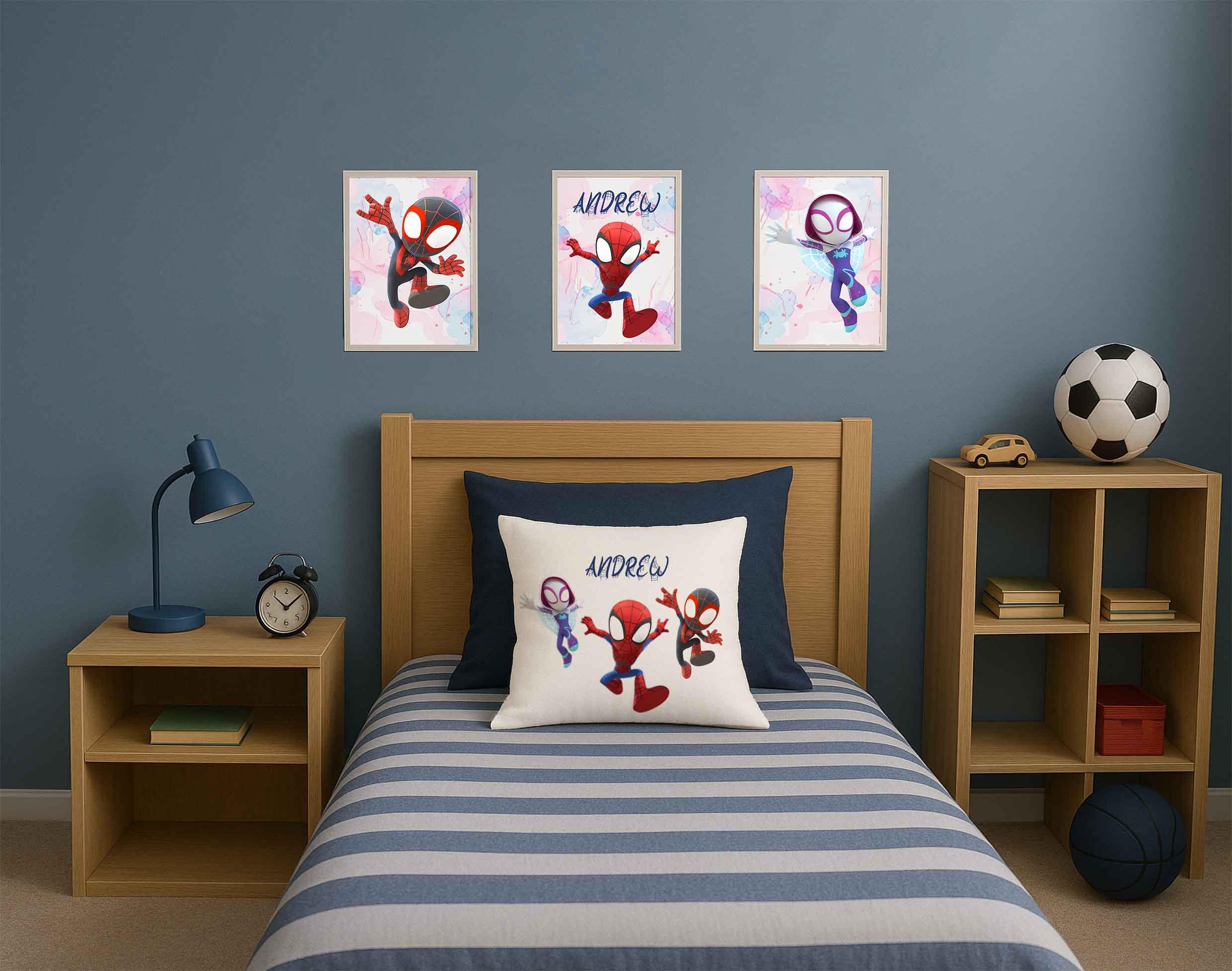 Set of 3 Personalised Superhero Prints – Custom Kids' Wall Art for Nursery & Bedroom Decor