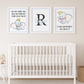 Set of 3 Personalised Elephant Wall Art Prints – Custom Name Animal Nursery Decor, Baby & Child Bedroom Gift, Unisex A4 Prints