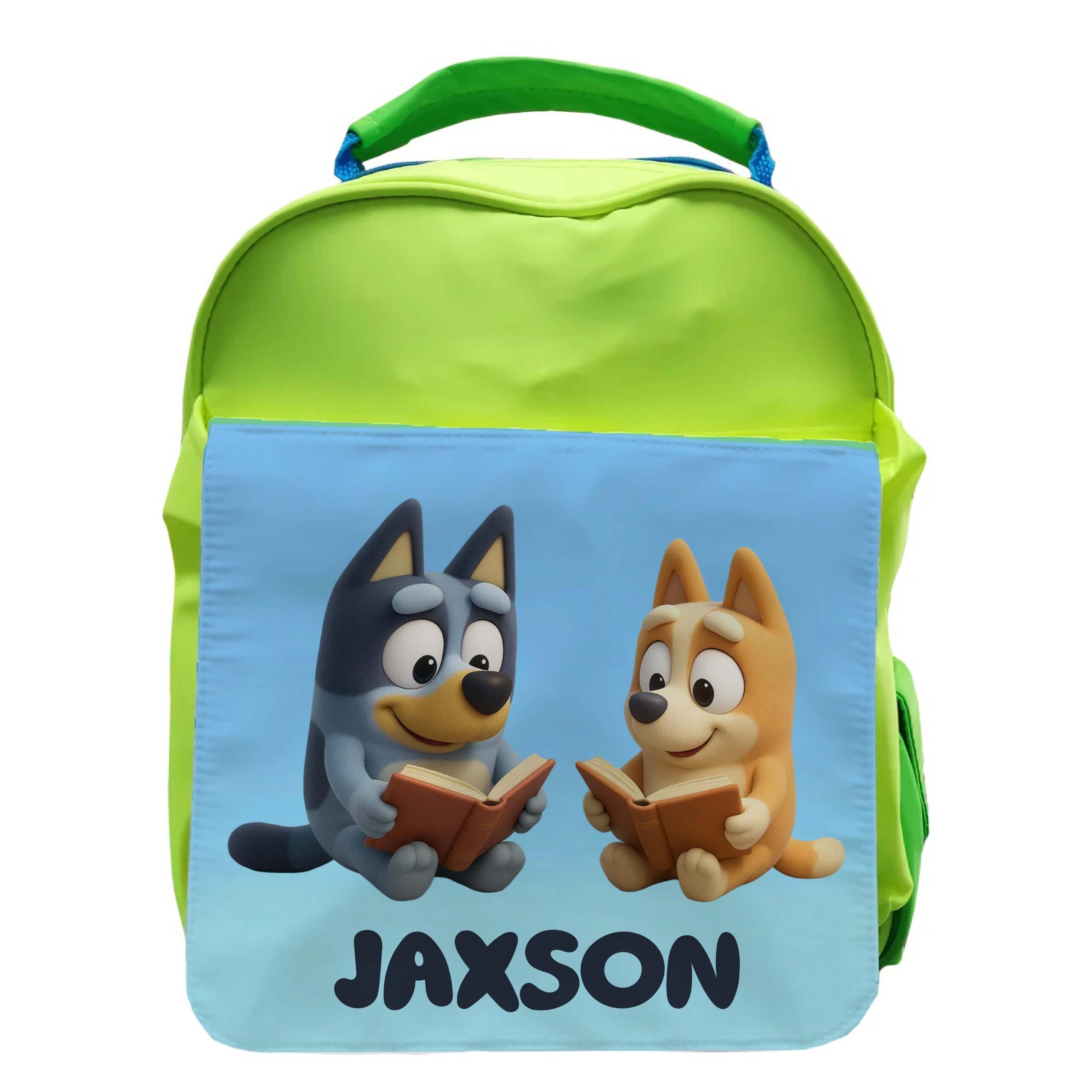 Personalised Blue dog Backpack – Kids School Bag with Name – Rucksack with Bottle Holder – Large Size – Multiple Colours - Image 5