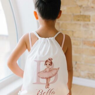 Personalised Ballerina Drawstring Bag – Custom Ballet Gym Bag for Girls, Dance Rucksack, Ballet Shoe Sack, Gift for Dancer