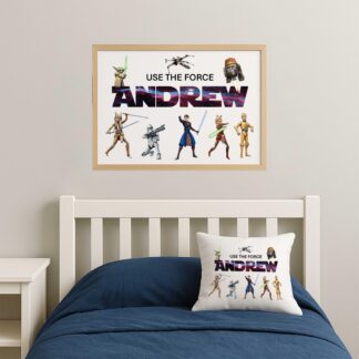 Personalised Galaxy Warrior Print – Custom Sci-Fi Hero Wall Art, Kids Jedi-Inspired Room Decor