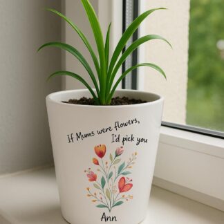 Personalized Ceramic Plant Pot: Floral Mum Gift