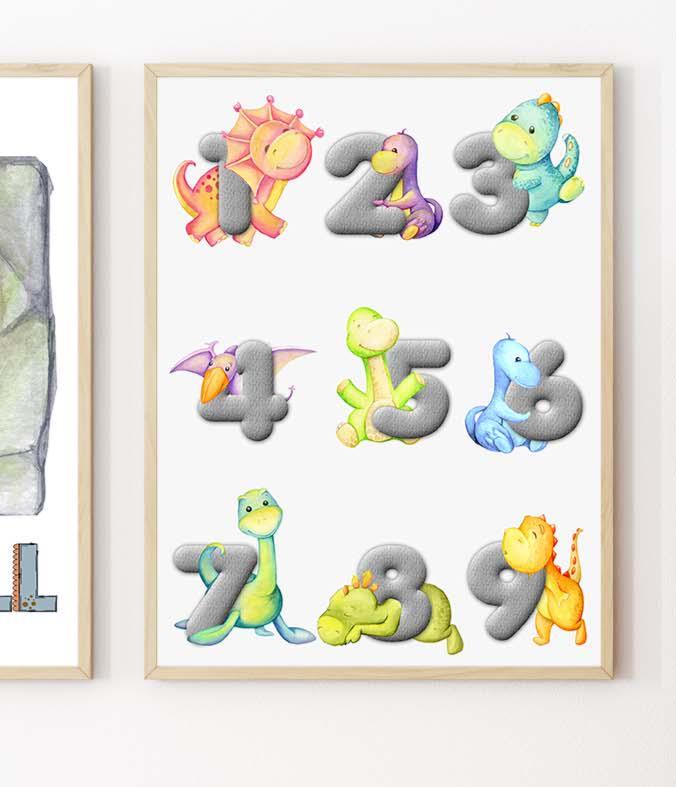 Personalised Dinosaur Prints Set – Alphabet & Numbers Nursery Wall Art A4 A3 - Image 3
