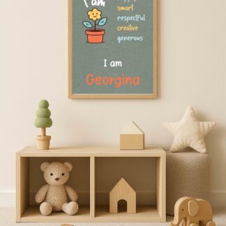 Personalised Grow Affirmation Print – Positive Quote Wall Art Poster for Kids Bedroom, Nursery & Playroom Decor