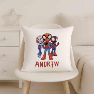 Personalised Superhero Cushion – Custom Name Canvas Feel Pillow, Kids Bedroom & Nursery Decor