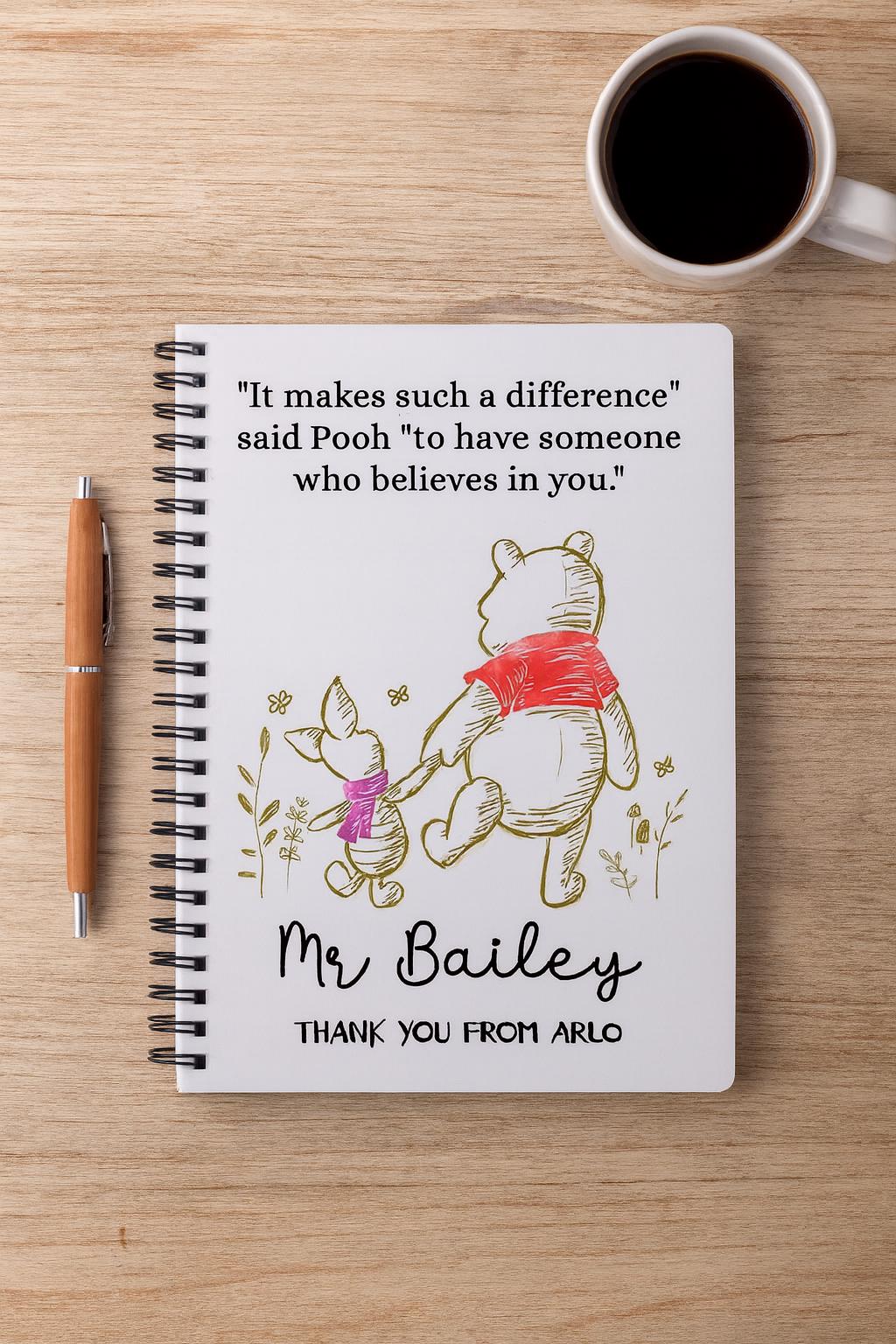 personalised winnie the pooh notebook