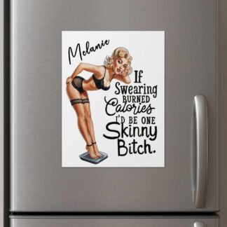 Personalised Pin Up Girl Metal Sign – Funny Swearing Humour Wall Art – Custom 8x6 High Gloss Plaque, Vintage Style Decor