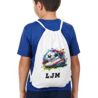 Personalized Soccer Drawstring Bag: Kids Sports Backpack, PE Kit
