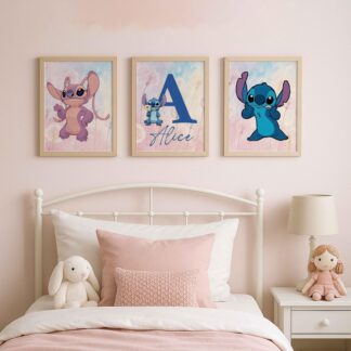 Personalised Cute Alien Nursery Prints – Dandelion Wall Art for Girls, Custom Name Kids Room Decor