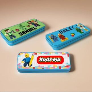 Personalised Pencil Tin – Ninja Pixel Gamer Theme – Custom Stationery Box for Kids, School, notebook, bag, gifts for children