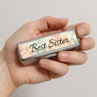 Personalised Silver Lipstick Holder with Mirror – Custom Velvet Interior Lipstick Case, Elegant Gift for Best Friend or Someone Special