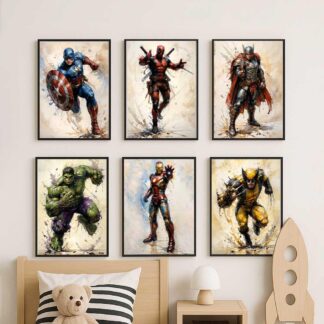 Superhero Art Prints – Kids Room Wall Decor, Nursery & Playroom Posters, Boys | Girls Bedroom Artwork, Super Hero Decor