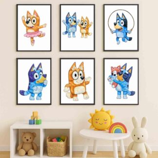 Pastel Puppy Wall Art Prints – Kids Room & Nursery Decor | Playroom Dog Artwork | 7 Designs