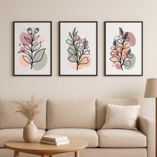 Botanical Line Art Flower Prints – Set of 9 Minimalist Wall Art Digital Download, Modern Floral Sketches, Printable Gallery Decor