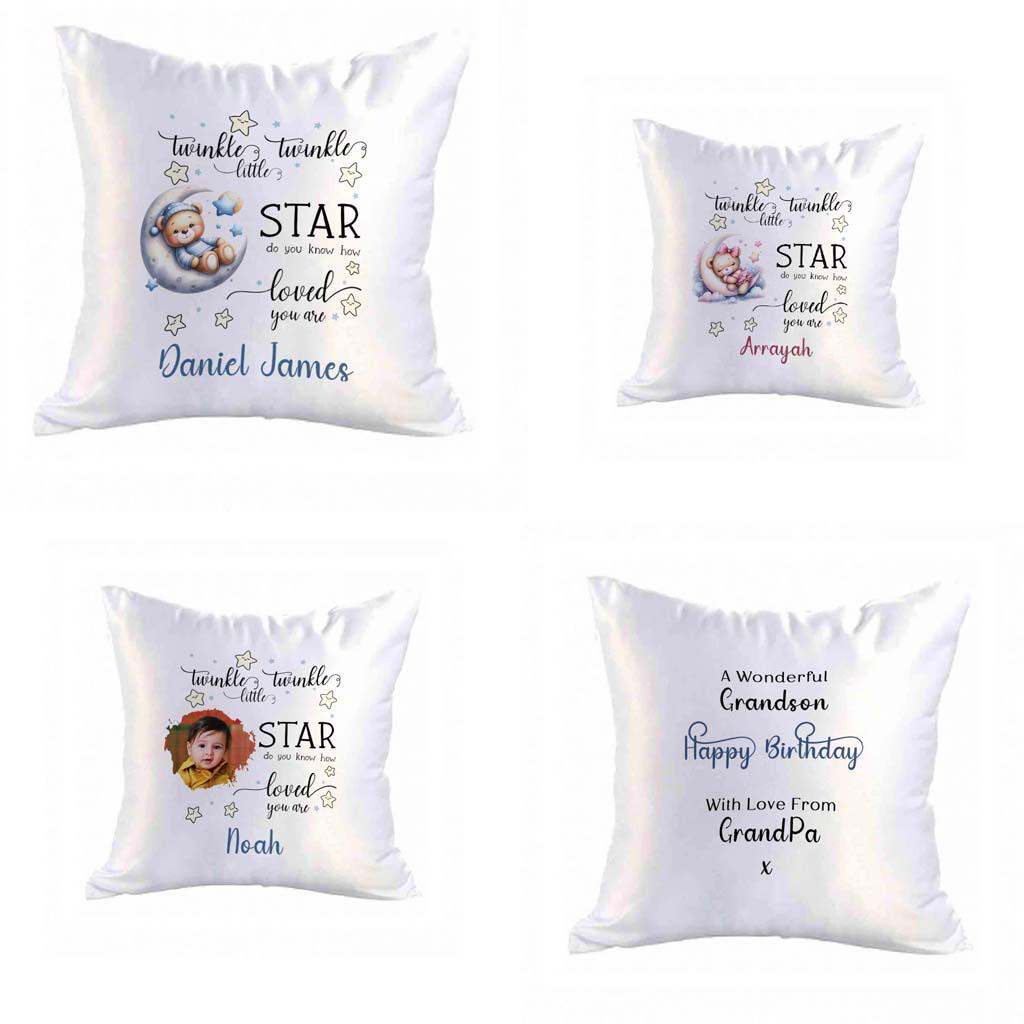 Personalised Satin Cushion – Twinkle Twinkle Baby Keepsake Pillow – Custom Nursery Cushion for Baby Girl or Boy - Image 3