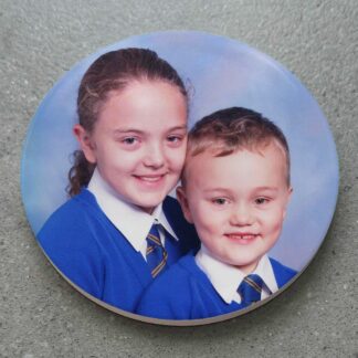Custom Round Photo Coaster – 10.5cm Ceramic Personalised Drink Mat, Gift for Mum, Dad, Nanny, Grandad & Special Occasions