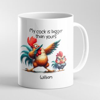 Personalised Funny Rooster Mug – Humour Novelty ‘Cock’ Coffee Cup, Joke Gift for Boyfriend, Bestie or Secret Santa 11oz Ceramic