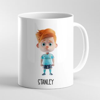 Personalised Football Team Chibi Mug – Custom Cartoon Style Coffee Cup, Funny 11oz Ceramic Gift for Boyfriend, Bestie or Secret Santa