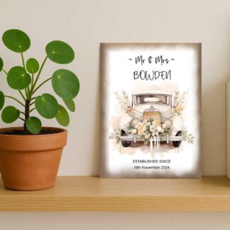 Just Married Personalised Metal Sign – Mr & Mrs Vintage Style Wedding Plaque | Bride and Groom Gift | Anniversary Keepsake