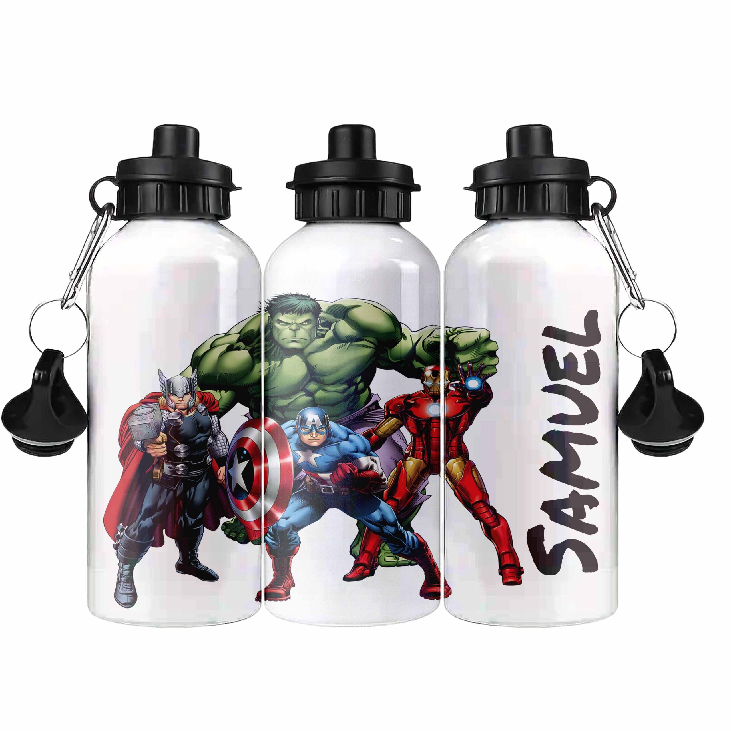 Personalised Kids Water Bottle – Superhero Design with Custom Initials – 500ml, 600ml, 650ml Aluminium - Image 2