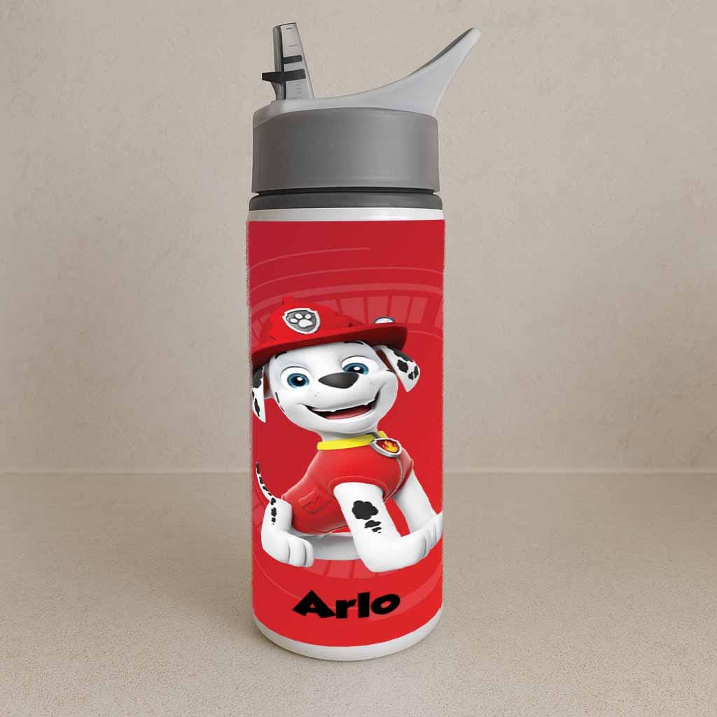 Personalised Kids Water Bottle – Dog Patrol Character – Custom Name – Aluminium Sports Bottle – Multiple Sizes & Lids – Gift for Boys - Image 4
