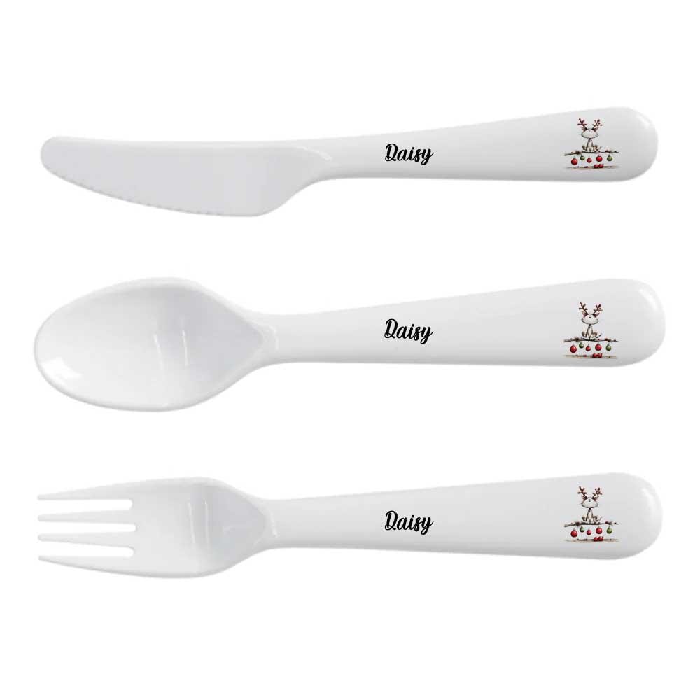 Magical Personalised Kids Christmas Tableware Set – Animal Design Unbreakable Plate, Bowl, Cup, Mug & Cutlery - Image 6