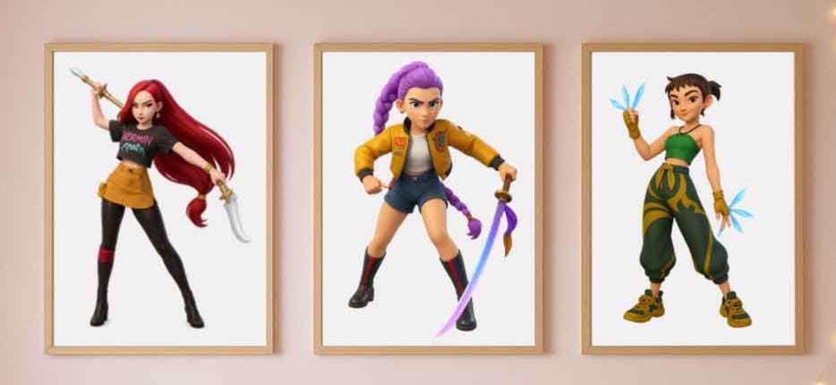 Set of 3 K-Pop Wall Art Prints – Vibrant Colourful Posters, Kids Room Decor, Playroom Wall Art & Teen Bedroom Artwork | Demon Hunters - Image 2