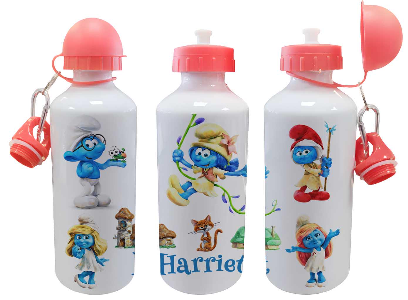 Personalised Kids Water Bottle – Cute Blue Cartoon Character – Custom Name – Multiple Sizes & Lid Options - boys or girls aluminium bottle - Image 2