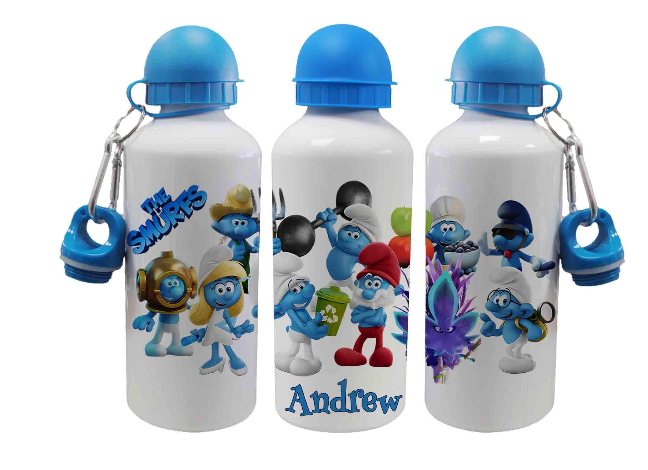 Personalised Kids Water Bottle – Cute Blue Cartoon Character – Custom Name – Multiple Sizes & Lid Options - boys or girls aluminium bottle - Image 5