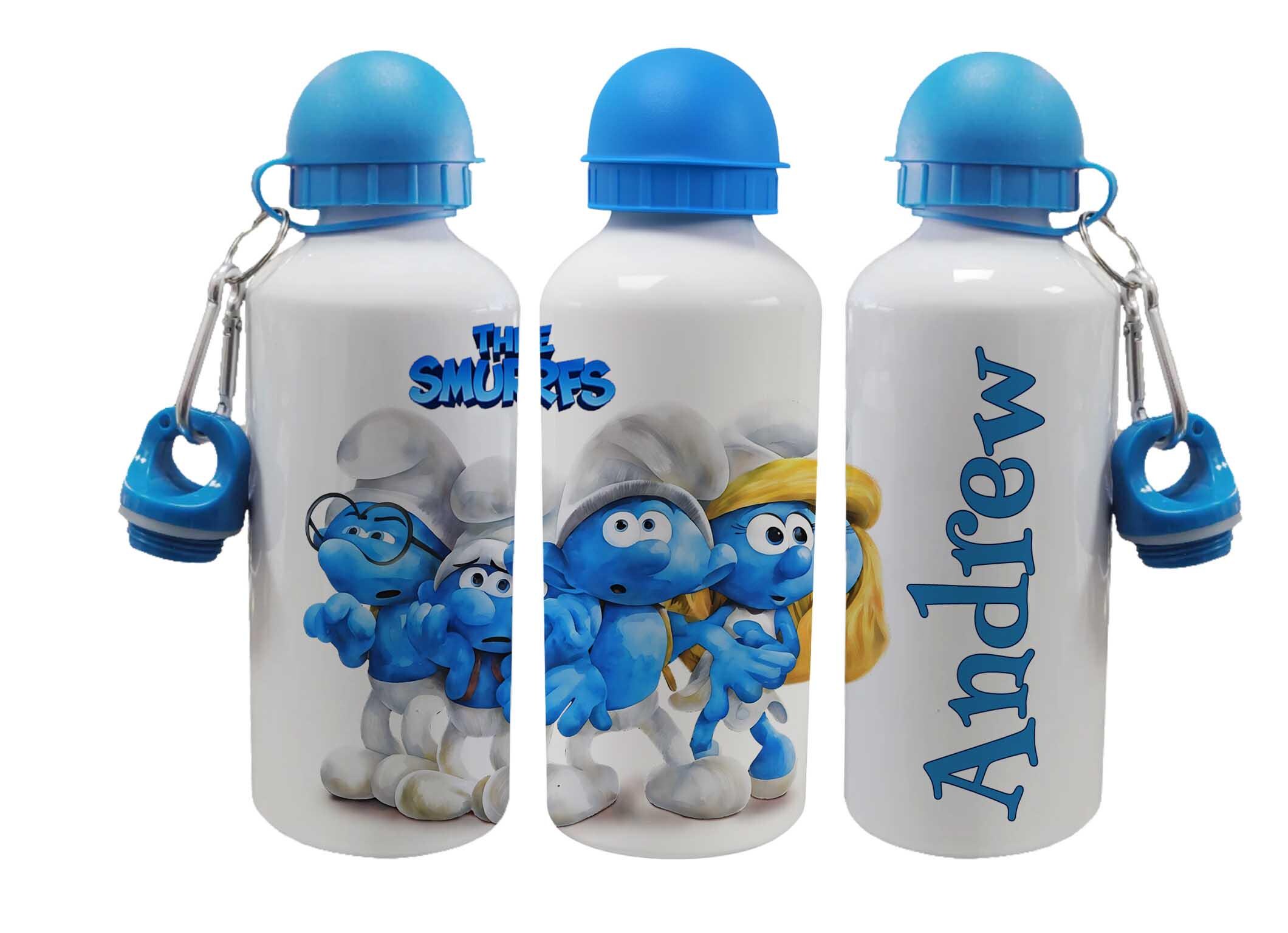 Personalised Kids Water Bottle – Cute Blue Cartoon Character – Custom Name – Multiple Sizes & Lid Options - boys or girls aluminium bottle - Image 3