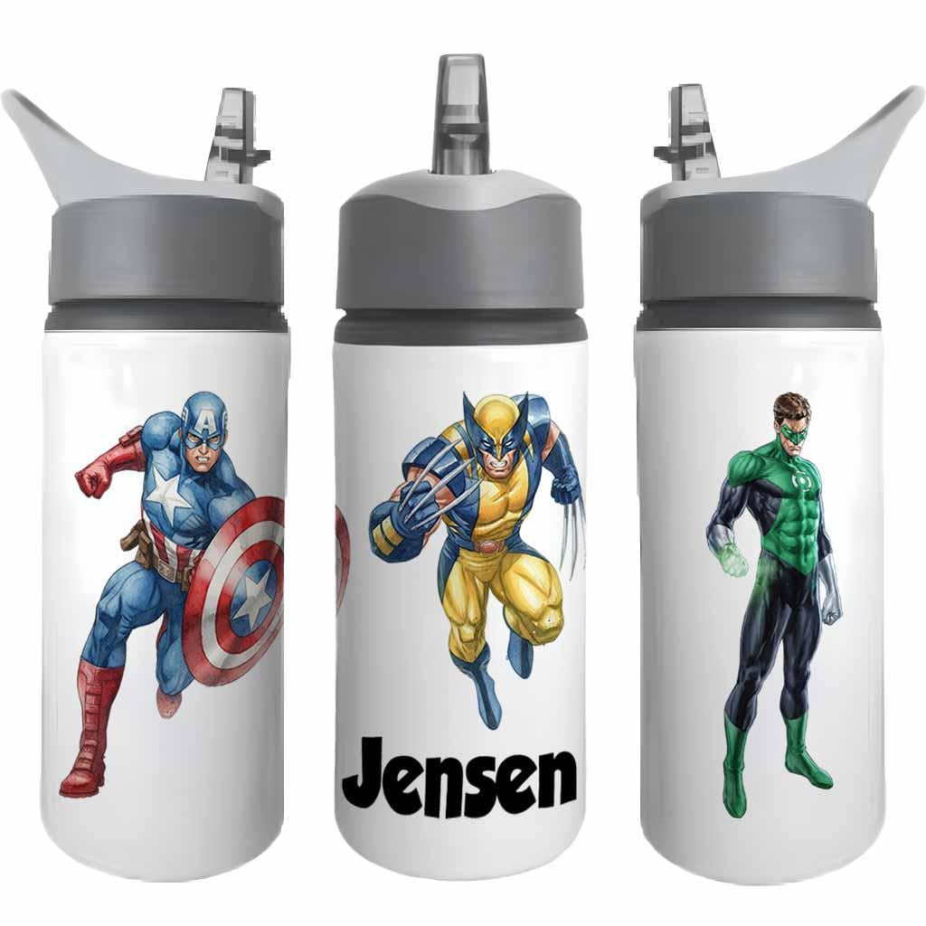 Personalised Kids Water Bottle – Superhero Design with Custom Initials – 500ml, 600ml, 650ml Aluminium - Image 4