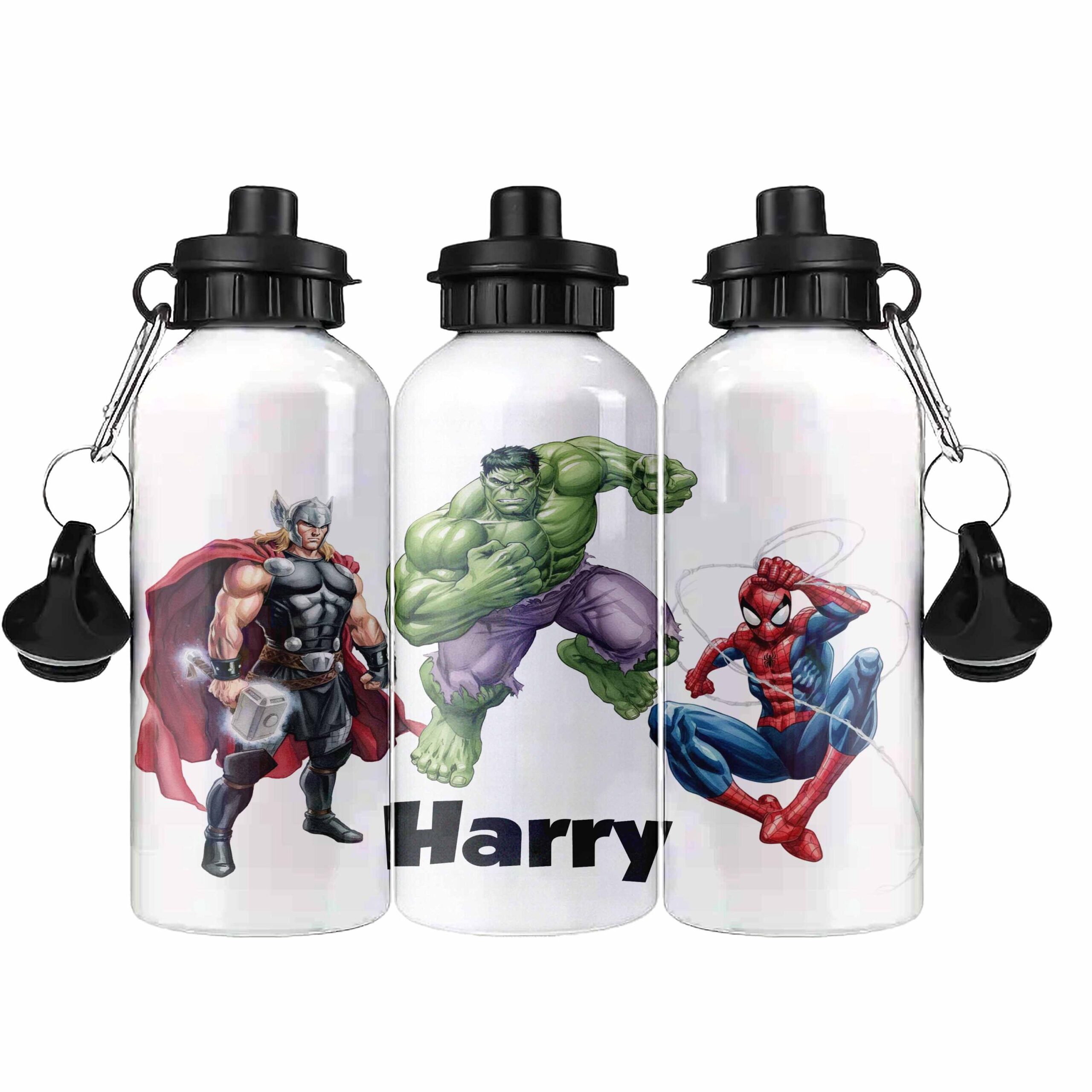 Personalised Kids Water Bottle – Superhero Design with Custom Initials – 500ml, 600ml, 650ml Aluminium - Image 3