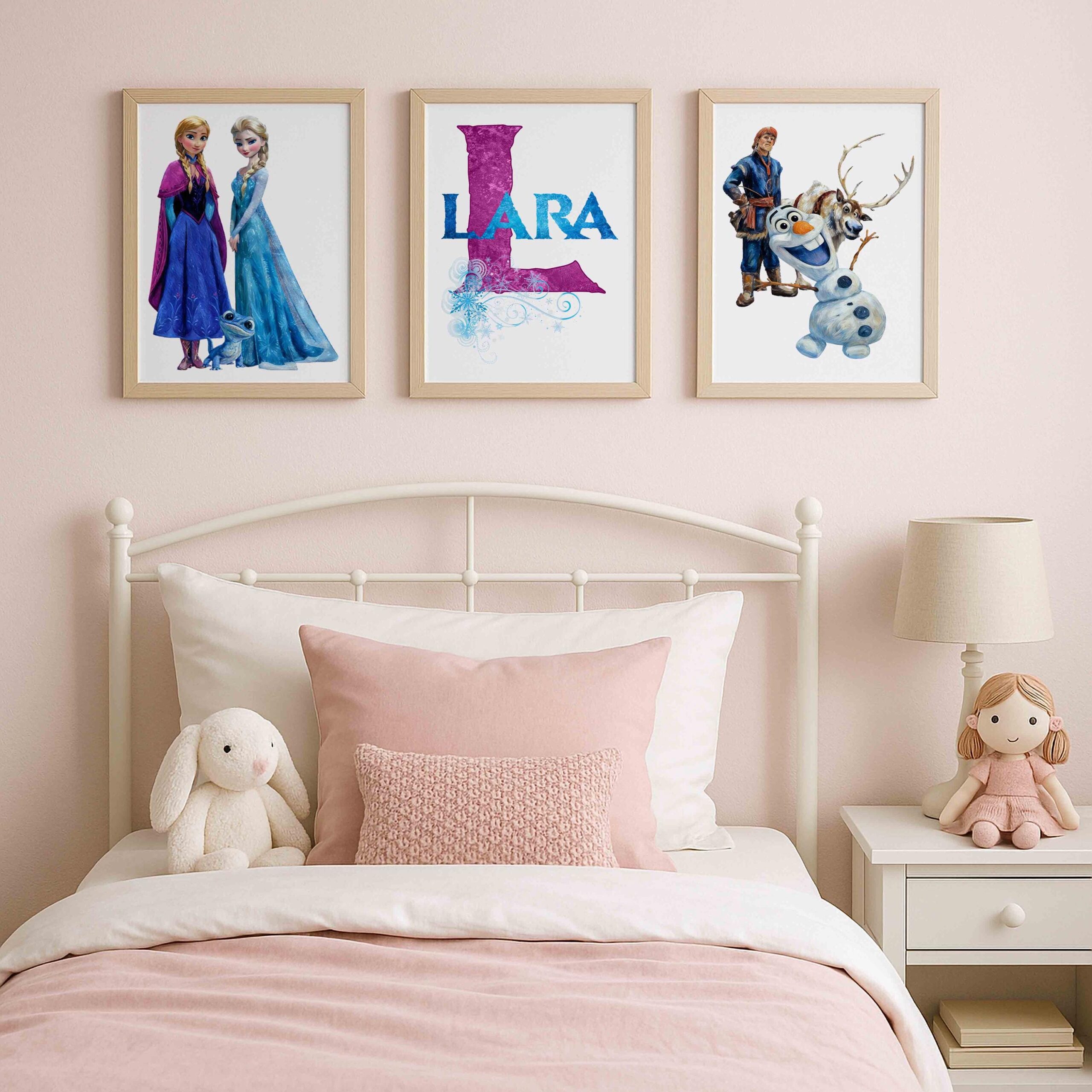 Set of 3 Personalised Ice Princess Wall Art Prints – Winter Sisters & Snowman Kids Room Decor (A4) or A3 - Image 4
