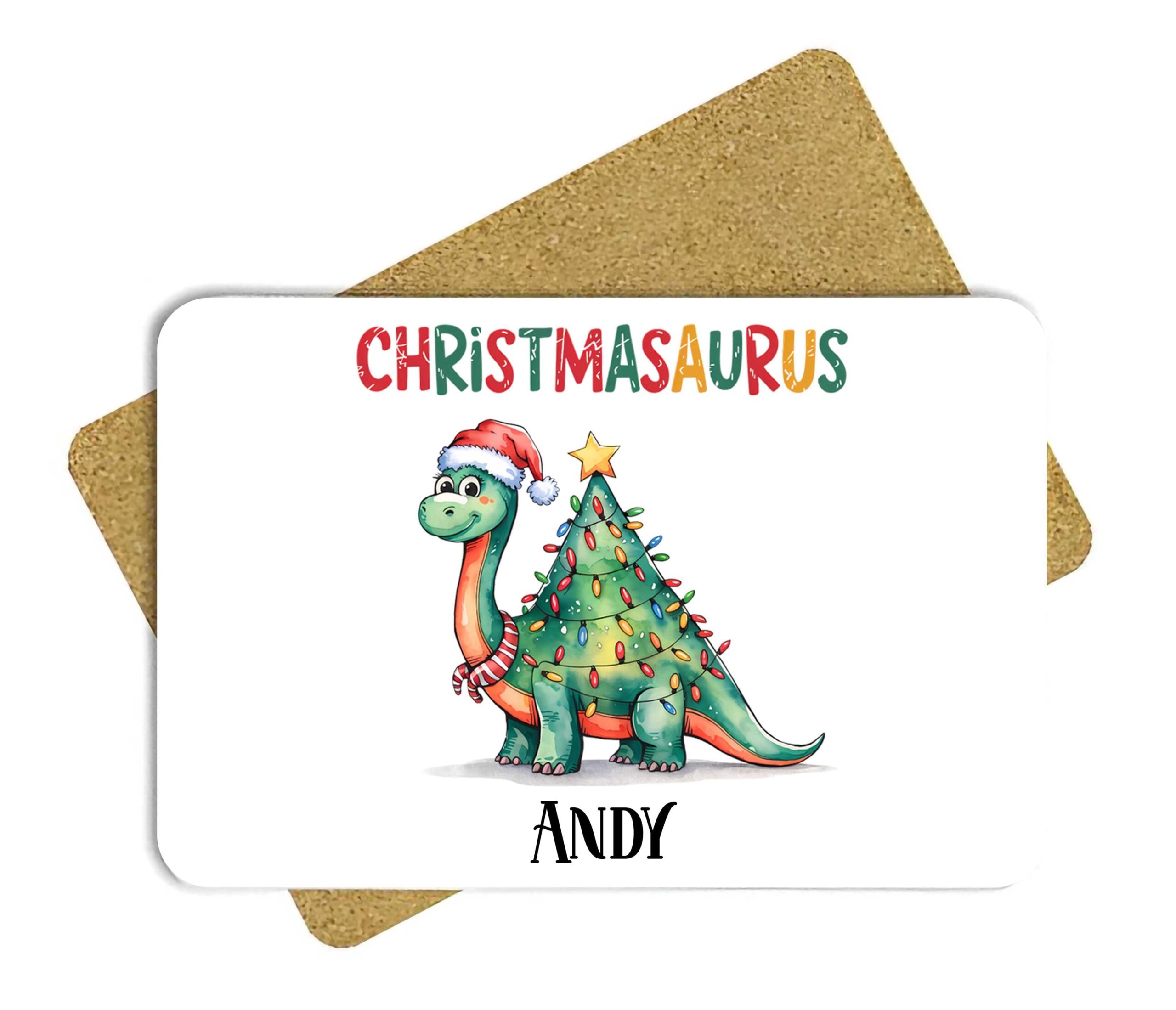 Magical Personalised Christmas Dino Dinner Set – Christmasaurus Kids Unbreakable Tableware Gift - Image 3