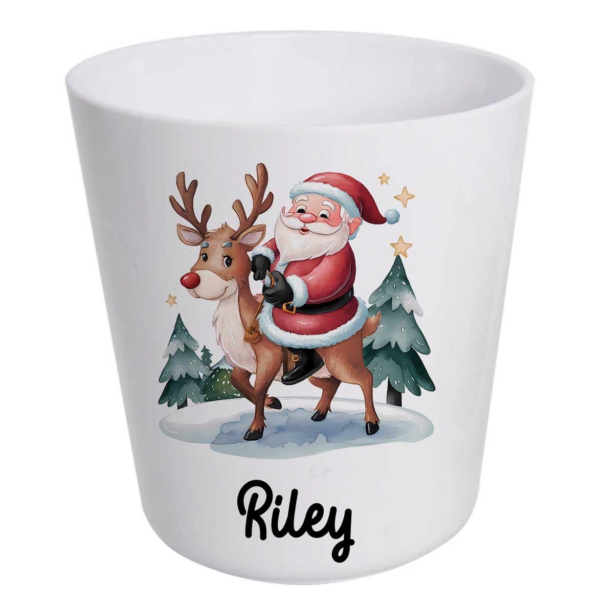 Traditional Personalised Santa & Reindeer Dinner Set – Kids Unbreakable Christmas Tableware - Image 2