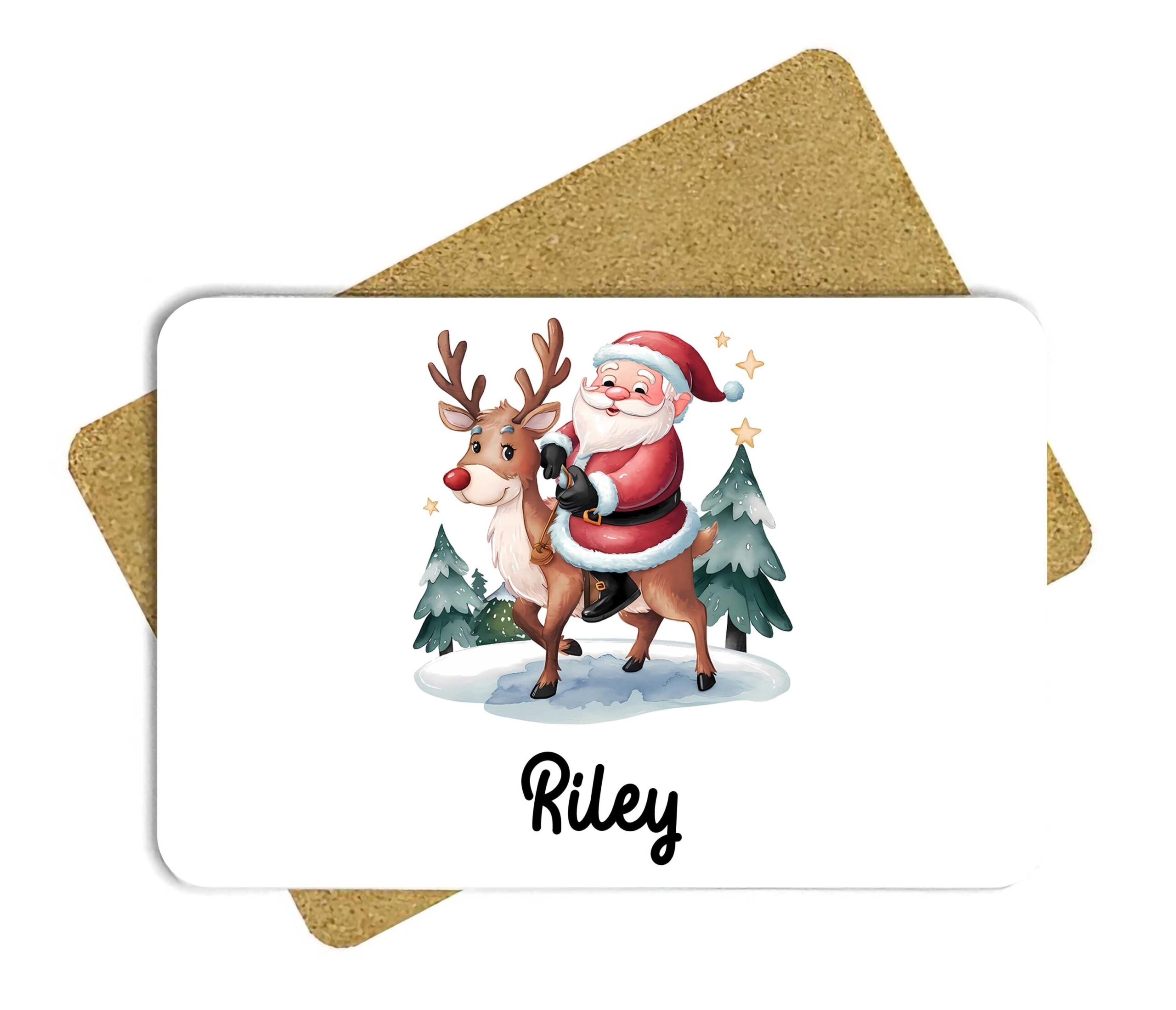 Traditional Personalised Santa & Reindeer Dinner Set – Kids Unbreakable Christmas Tableware - Image 3