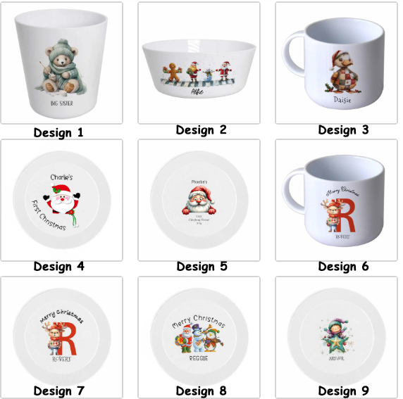 Personalised Kids Christmas Dinnerware Set Initial Reindeer, Santa or Duck – Unbreakable Plate, Bowl, Cup, Mug & Cutlery - Image 11